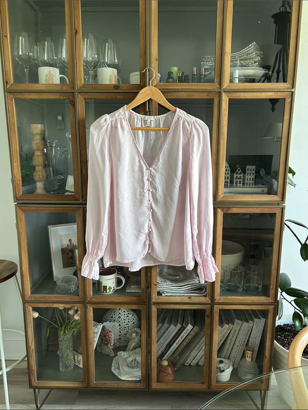 Joie 100% Silk Light Pink Button-Front Blouse
